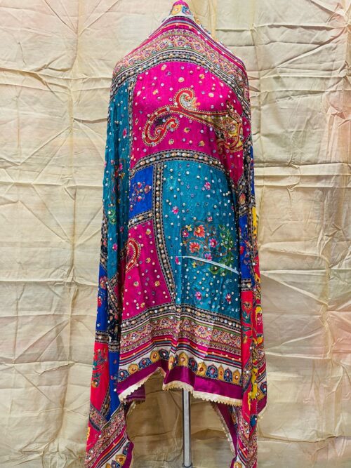 Exclusive Pure Chanon Chiffon Karachi Work Mirror Dupatta