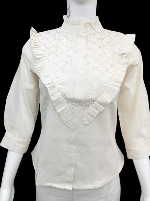 Elegant Hand-Embroidered Floral Cotton Kurti Top