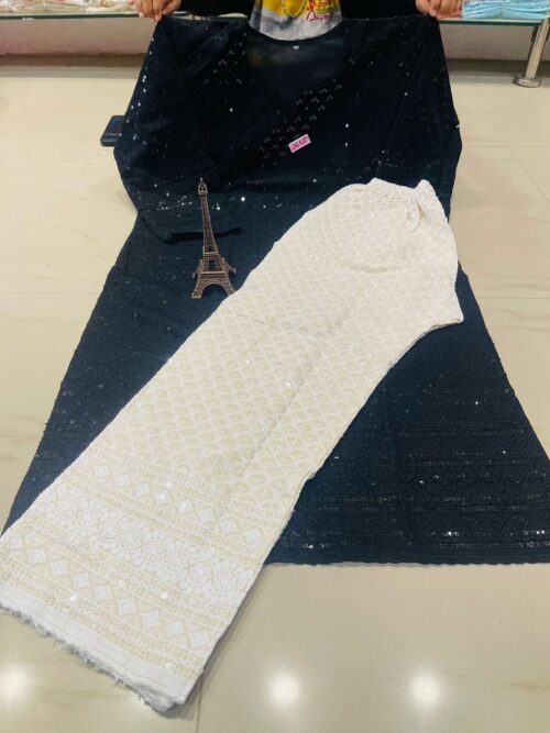 Exclusive Chikankari Sequence Work Kurta & Chikankariwork Palazzo