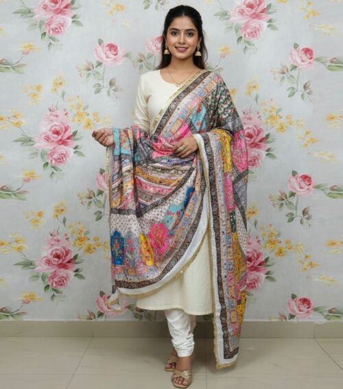 Karachi Mirror Work Pakistani Print Dupatta