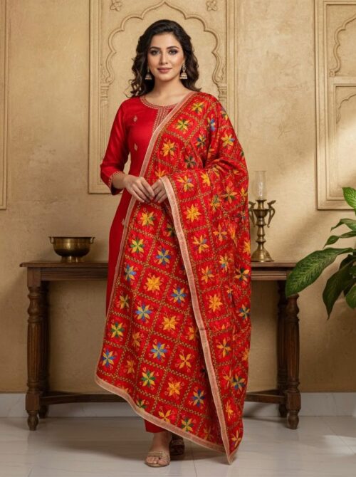 Traditional phulkari work dupatta