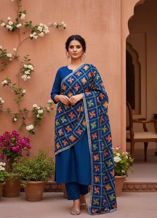 Traditional Phulkari Work Dupatta